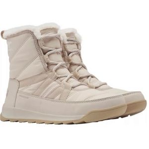 Sorel fur lined lace up snow boot cream color